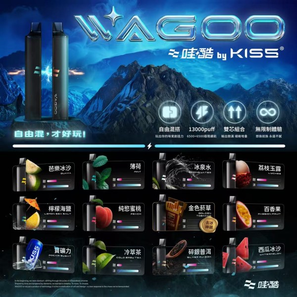 Kiss電子煙 Kis5拋棄式哇酷/WAGOO6500口一次性電子煙 kis5官網 新日期 10/23